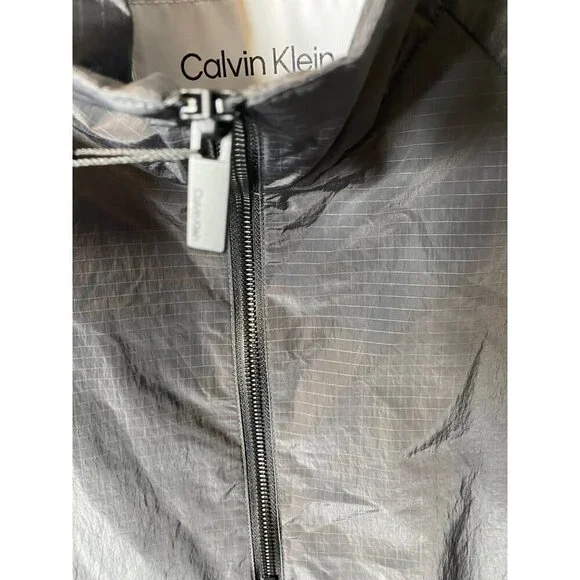 Calvin Klein Mens $148 Relaxed Fit Box Logo Popover Jacket Size L Black - Picture 6 of 11